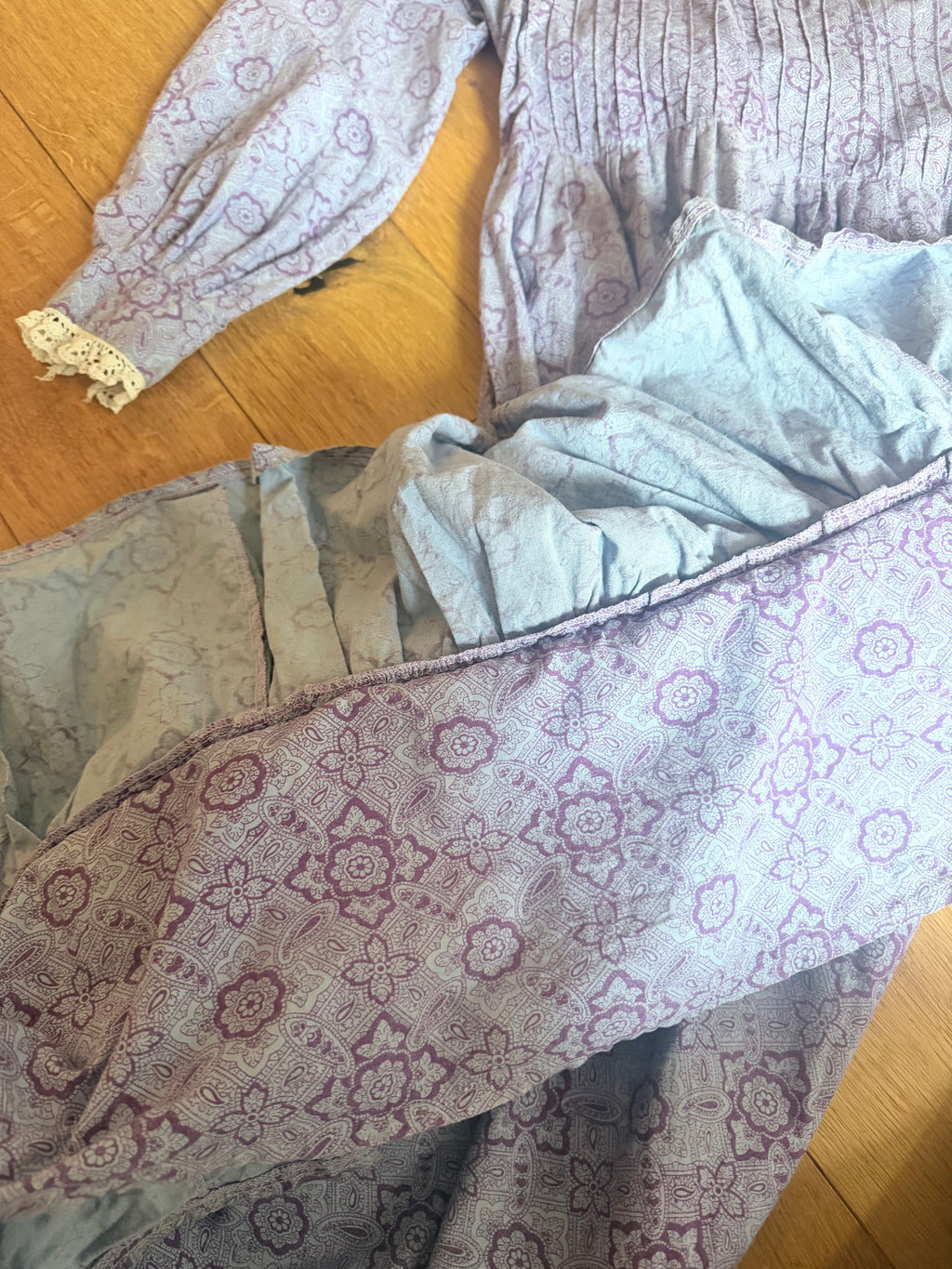 Vintage 1970s Laura Ashley Purple Floral Prairie Maxi Dress