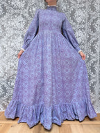 Vintage 1970s Laura Ashley Purple Floral Prairie Maxi Dress