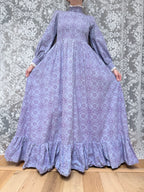 Vintage 1970s Laura Ashley Purple Floral Prairie Maxi Dress