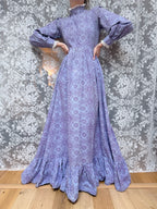Vintage 1970s Laura Ashley Purple Floral Prairie Maxi Dress