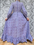 Vintage 1970s Laura Ashley Purple Floral Prairie Maxi Dress