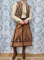 Vintage 1970s Handmade Suede & Crochet Americana Two Piece