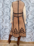 Vintage 1970s Handmade Suede & Crochet Americana Two Piece