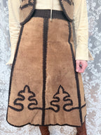 Vintage 1970s Handmade Suede & Crochet Americana Two Piece
