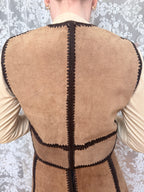 Vintage 1970s Handmade Suede & Crochet Americana Two Piece