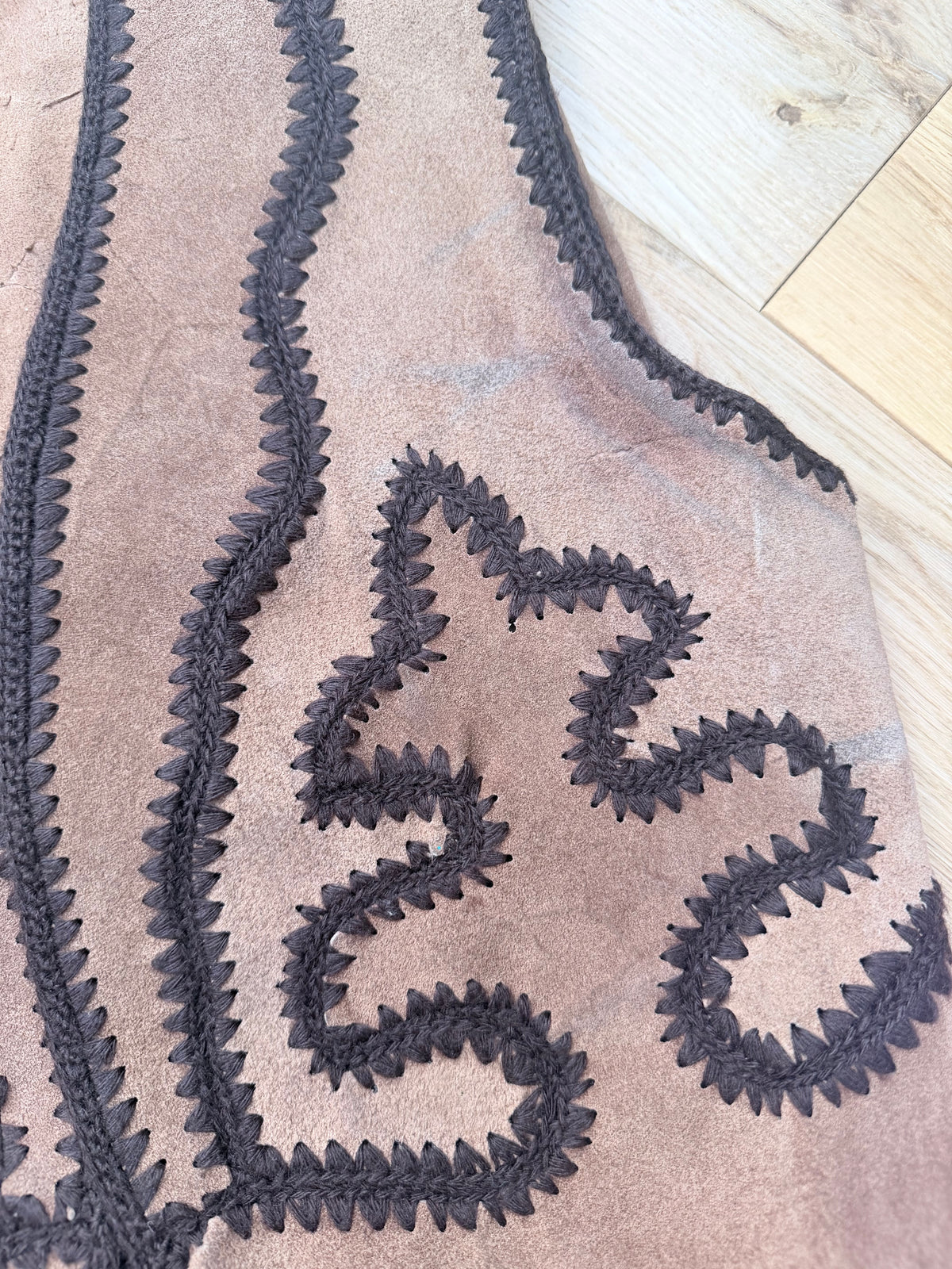 Vintage 1970s Handmade Suede & Crochet Americana Two Piece