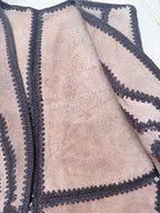 Vintage 1970s Handmade Suede & Crochet Americana Two Piece