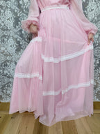 Vintage 1970s Prairie Baby Doll Dress in Pink