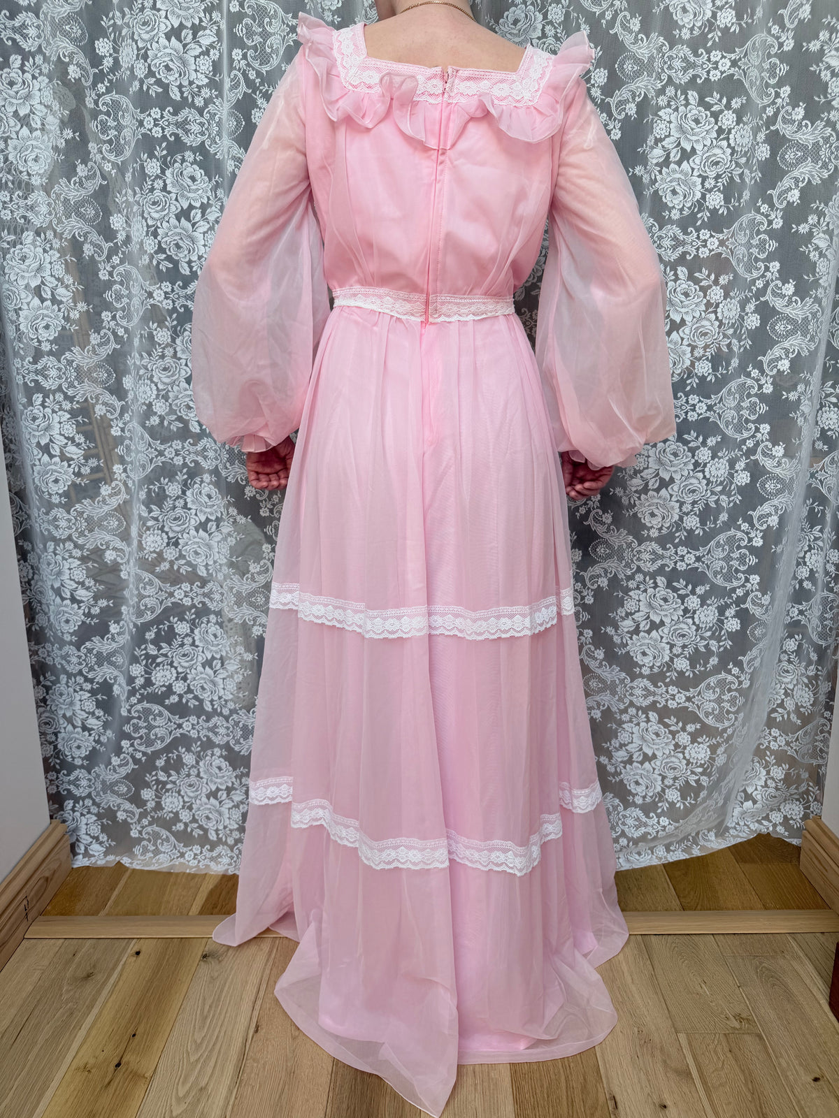 Vintage 1970s Prairie Baby Doll Dress in Pink