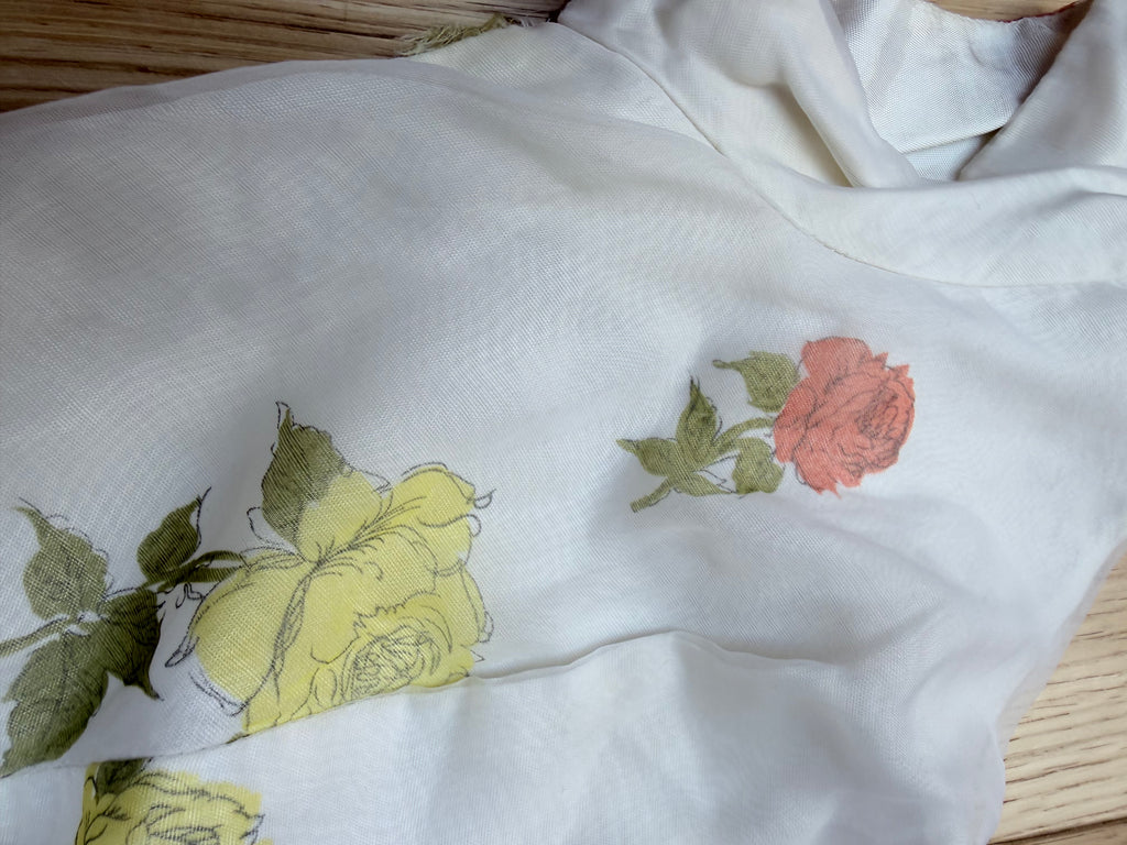 Vintage 1950s Floral Roses Summer Midi Dress