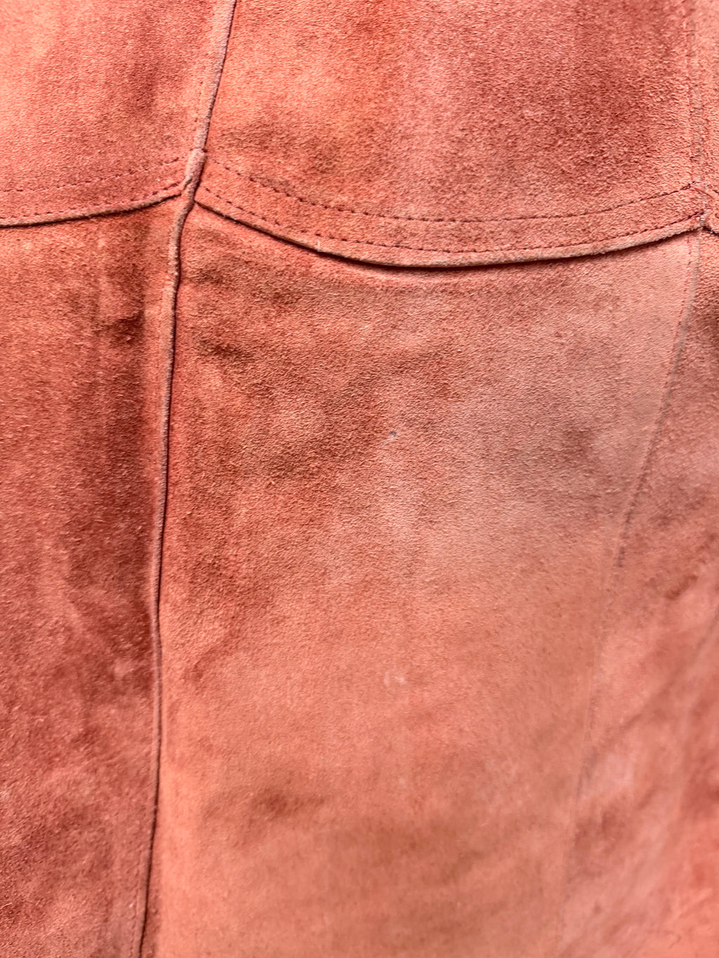 Vintage 1970s Burnt Orange Suede Midi Skirt
