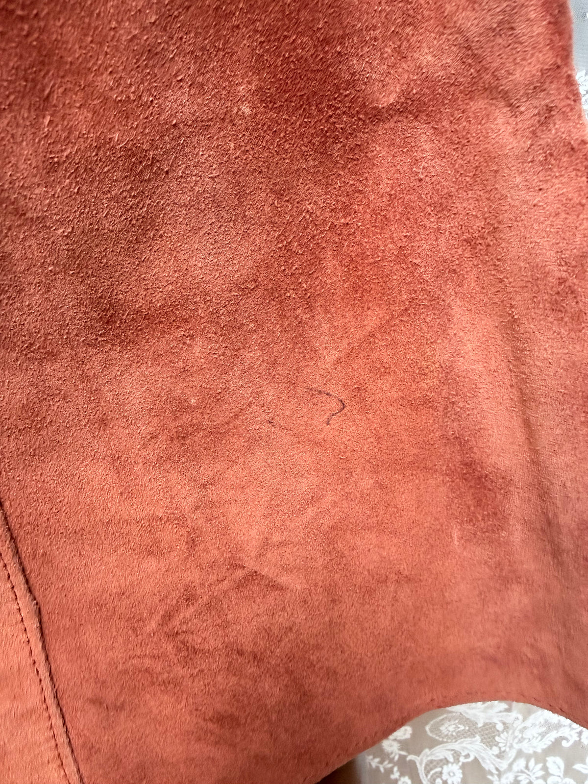 Vintage 1970s Burnt Orange Suede Midi Skirt