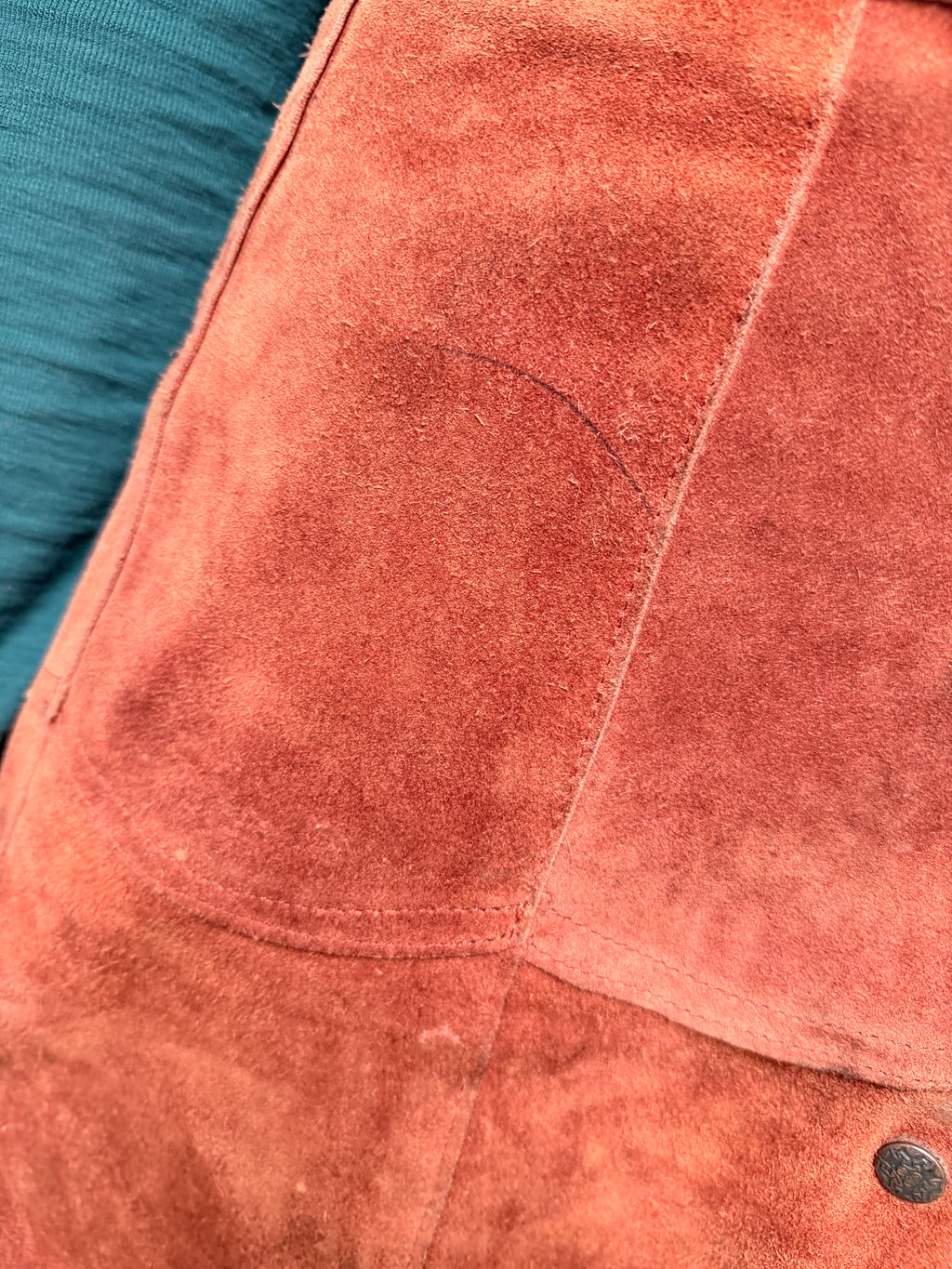 Vintage 1970s Burnt Orange Suede Midi Skirt