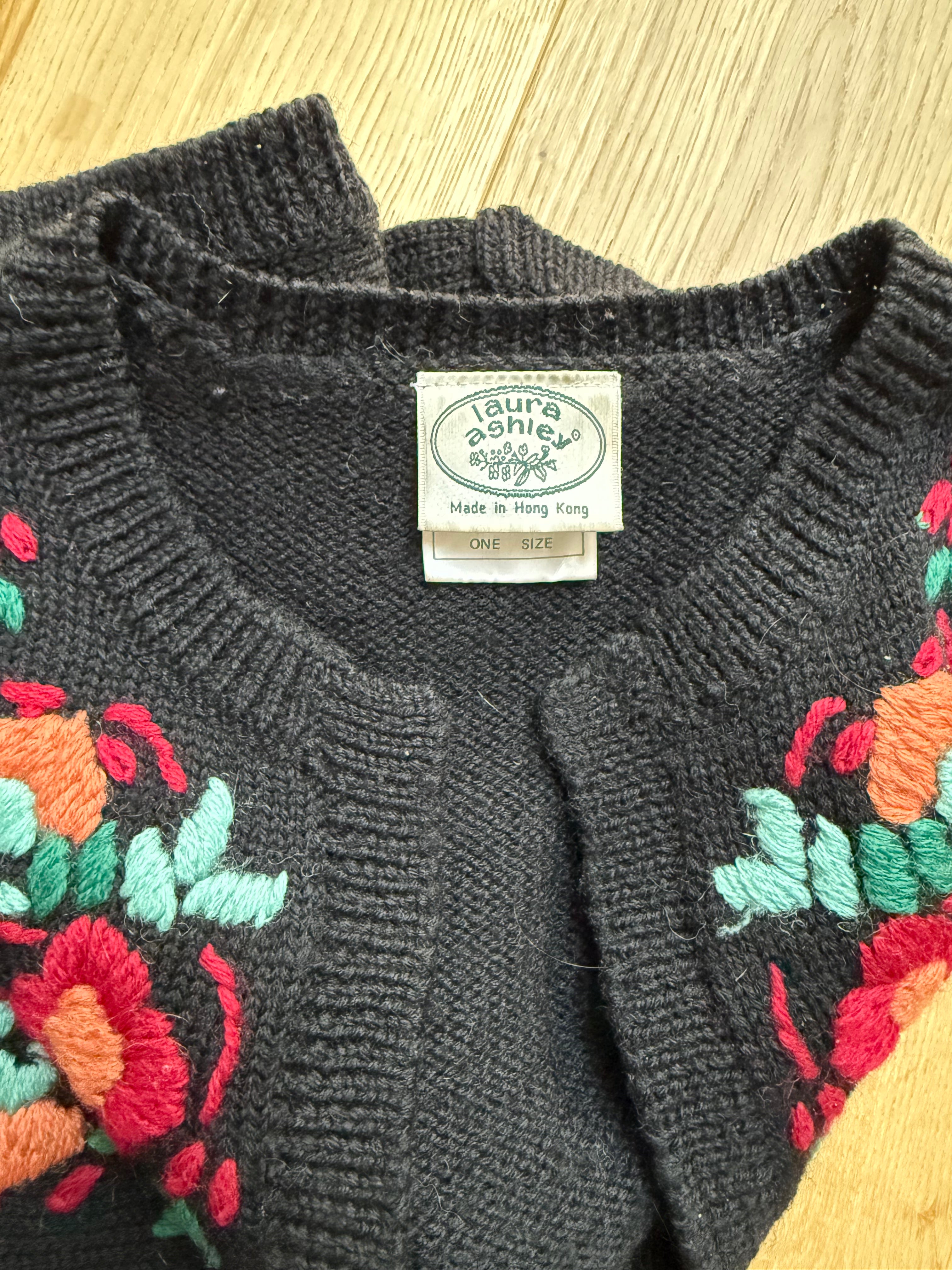 Vintage Laura Ashley Floral Embroidered Waistcoat