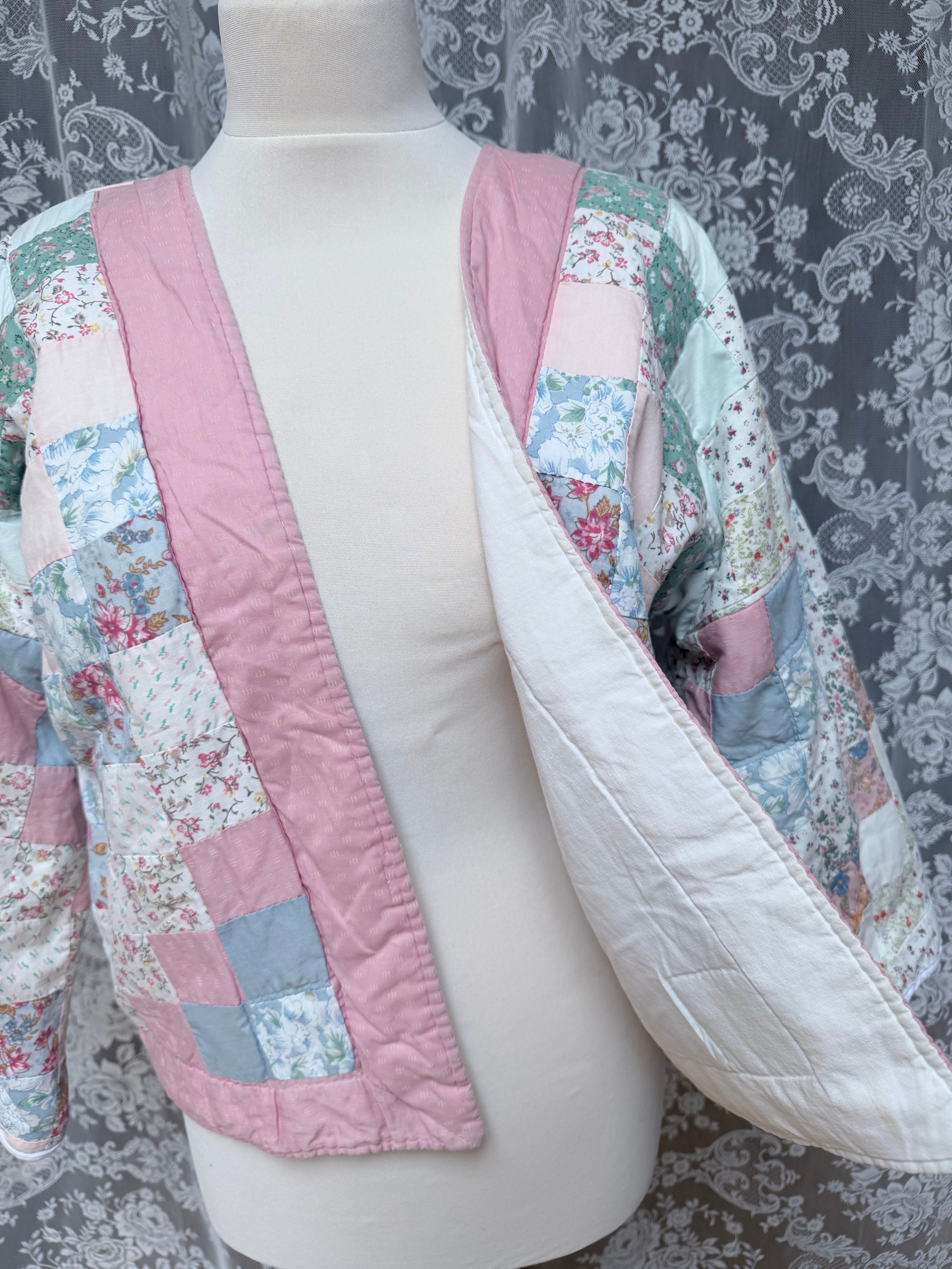 Gorgeous Vintage Hand-Sewn Patchwork Pastel Cottagecore Jacket