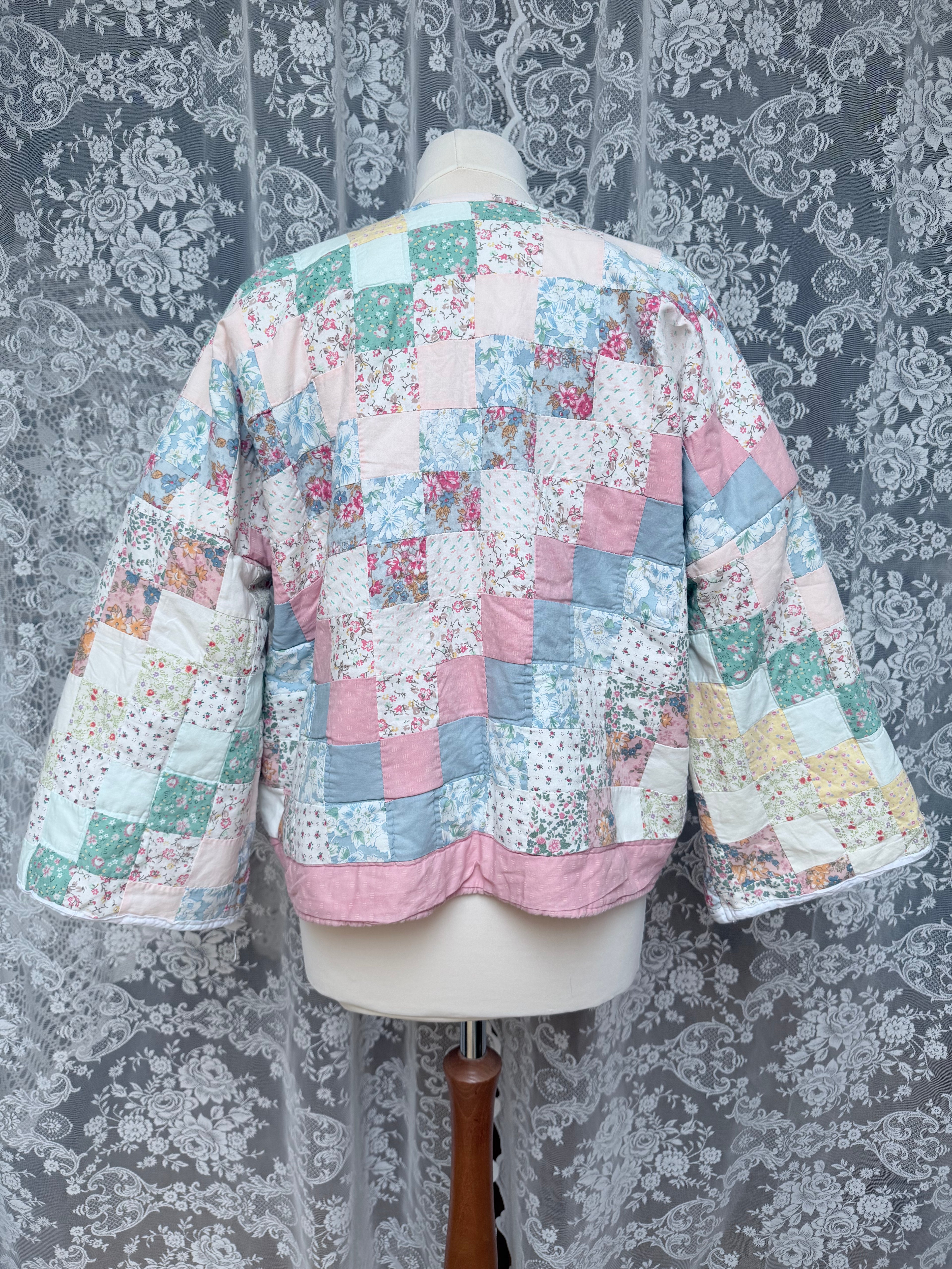 Gorgeous Vintage Hand-Sewn Patchwork Pastel Cottagecore Jacket