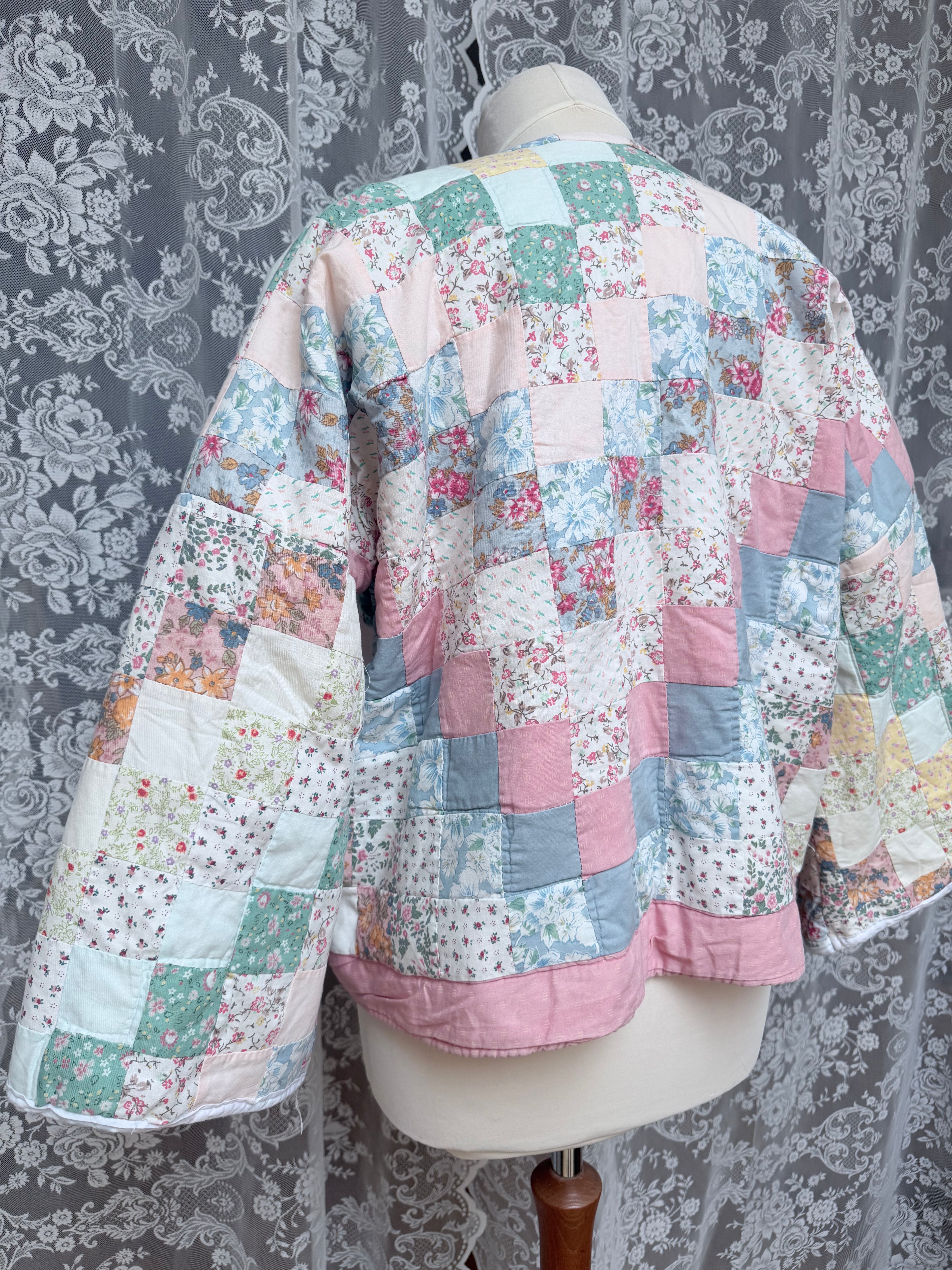 Gorgeous Vintage Hand-Sewn Patchwork Pastel Cottagecore Jacket