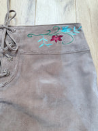 Savannah: Vintage 1990s Y2K Floral Embroidered Suede Skirt