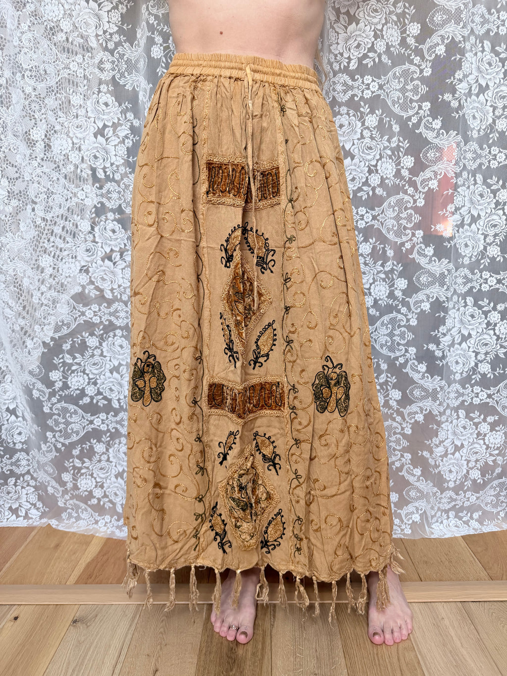 Golden Brown: Vintage 1990s Y2K Hippie Skirt