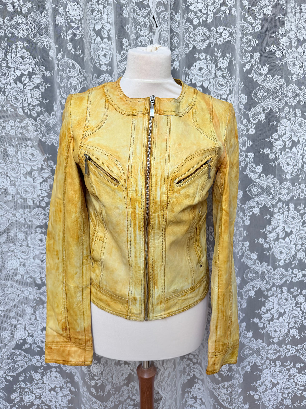 Vintage 1990s Y2K Tie Dye David Moore Leather Jacket