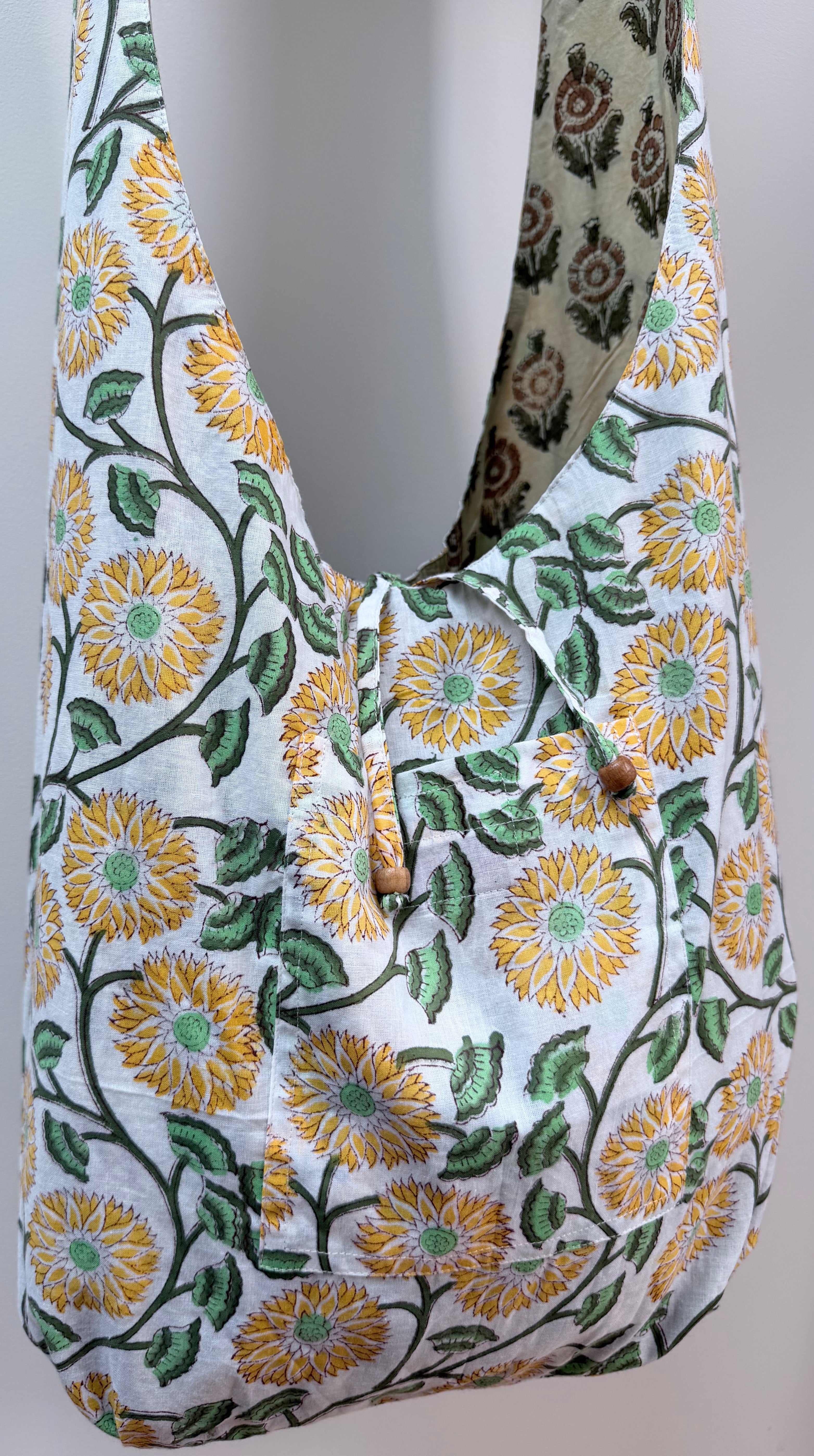Floral patterned bag on a white background