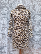 Extremely Rare 1970s Pringle of Scotland Leopard Print Cashmere Polo Dress