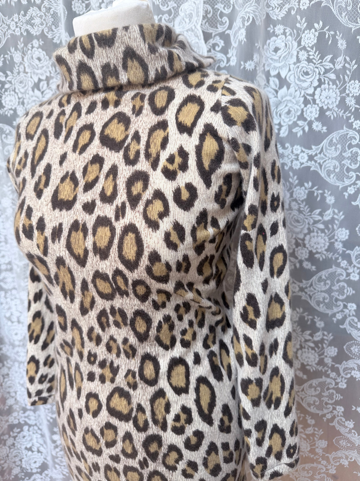 Extremely Rare 1970s Pringle of Scotland Leopard Print Cashmere Polo Dress