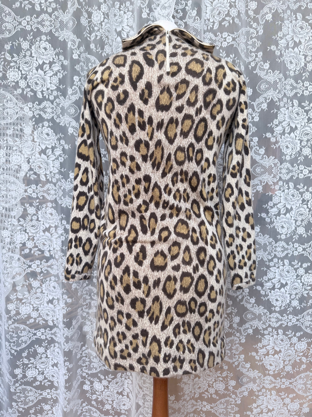 Extremely Rare 1970s Pringle of Scotland Leopard Print Cashmere Polo Dress