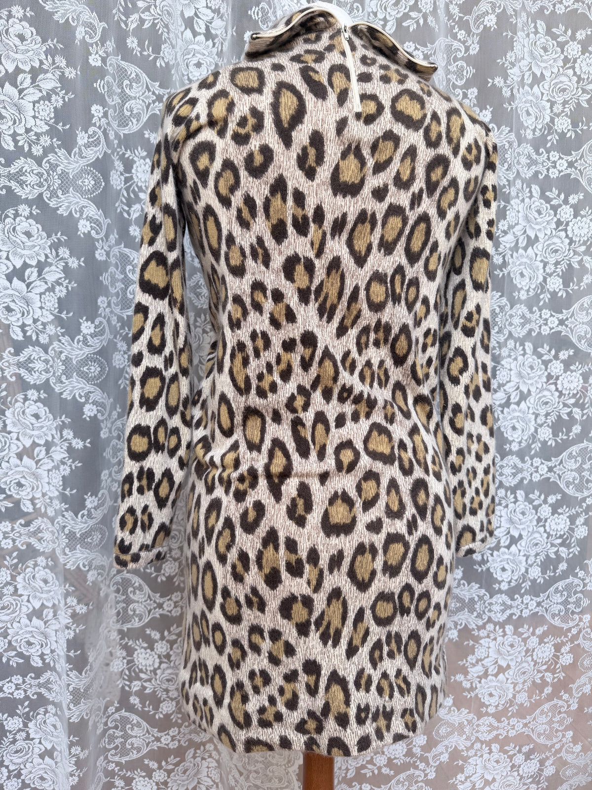 Extremely Rare 1970s Pringle of Scotland Leopard Print Cashmere Polo Dress