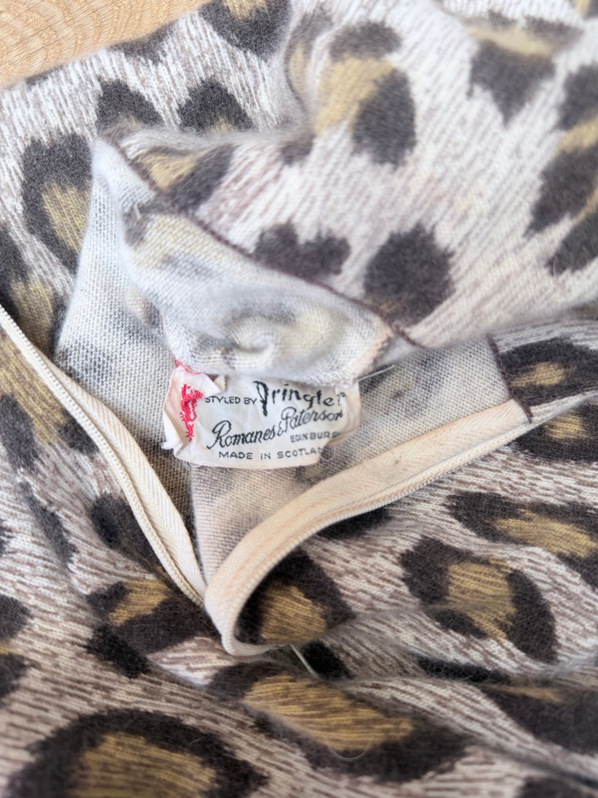 Extremely Rare 1970s Pringle of Scotland Leopard Print Cashmere Polo Dress