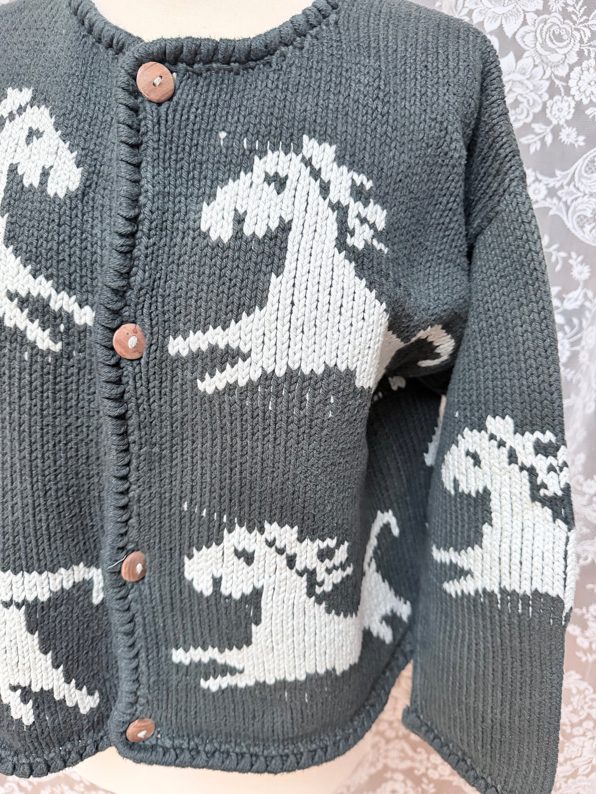The Unicorn: Vintage 1990s Country Life Hand-Knitted Cotton Cardigan