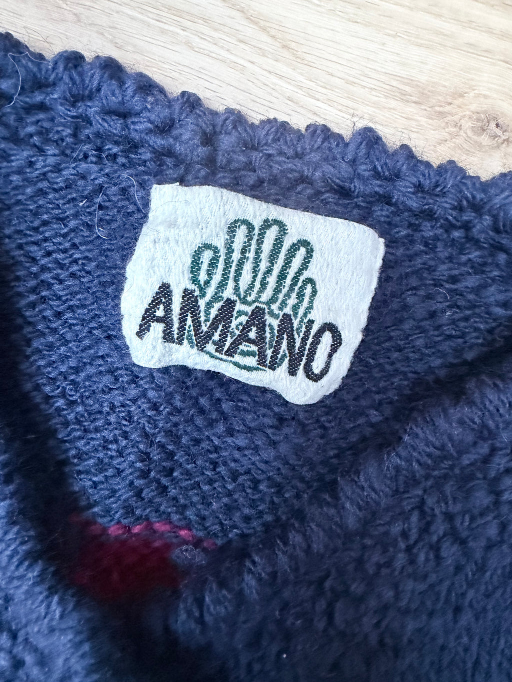 Vintage 1990s Amano Poppy Hand-Knitted Wool Cardigan