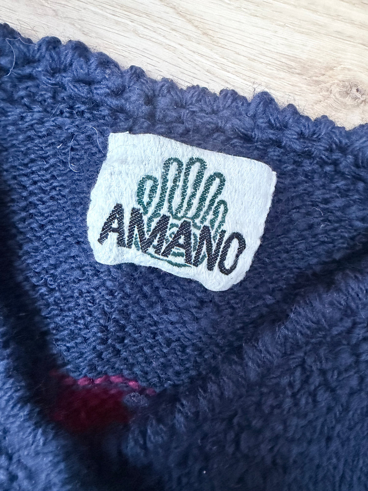Vintage 1990s Amano Poppy Hand-Knitted Wool Cardigan