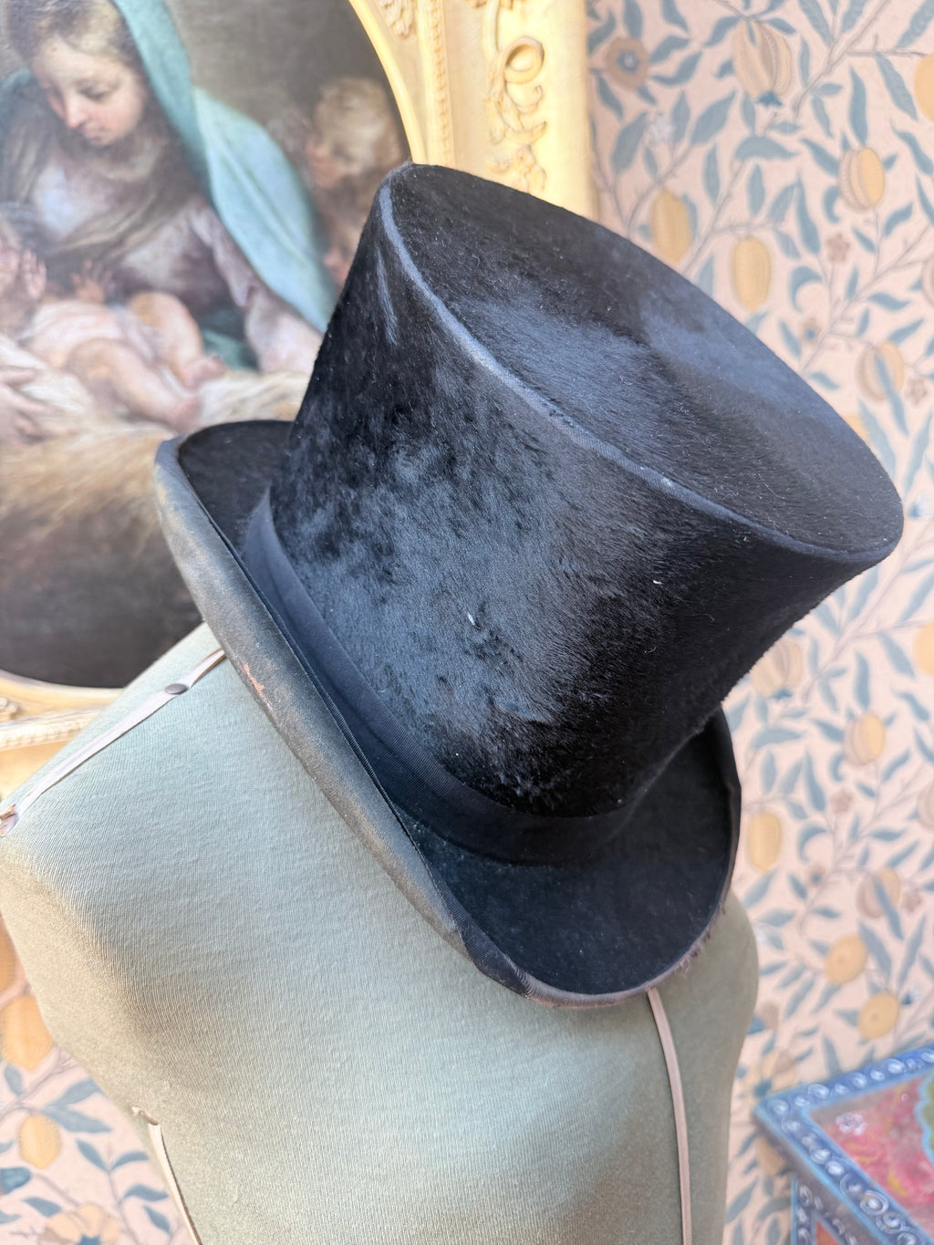 Antique 19th Century Witchy Black Top Hat | Gothic Victorian Collector’s Piece