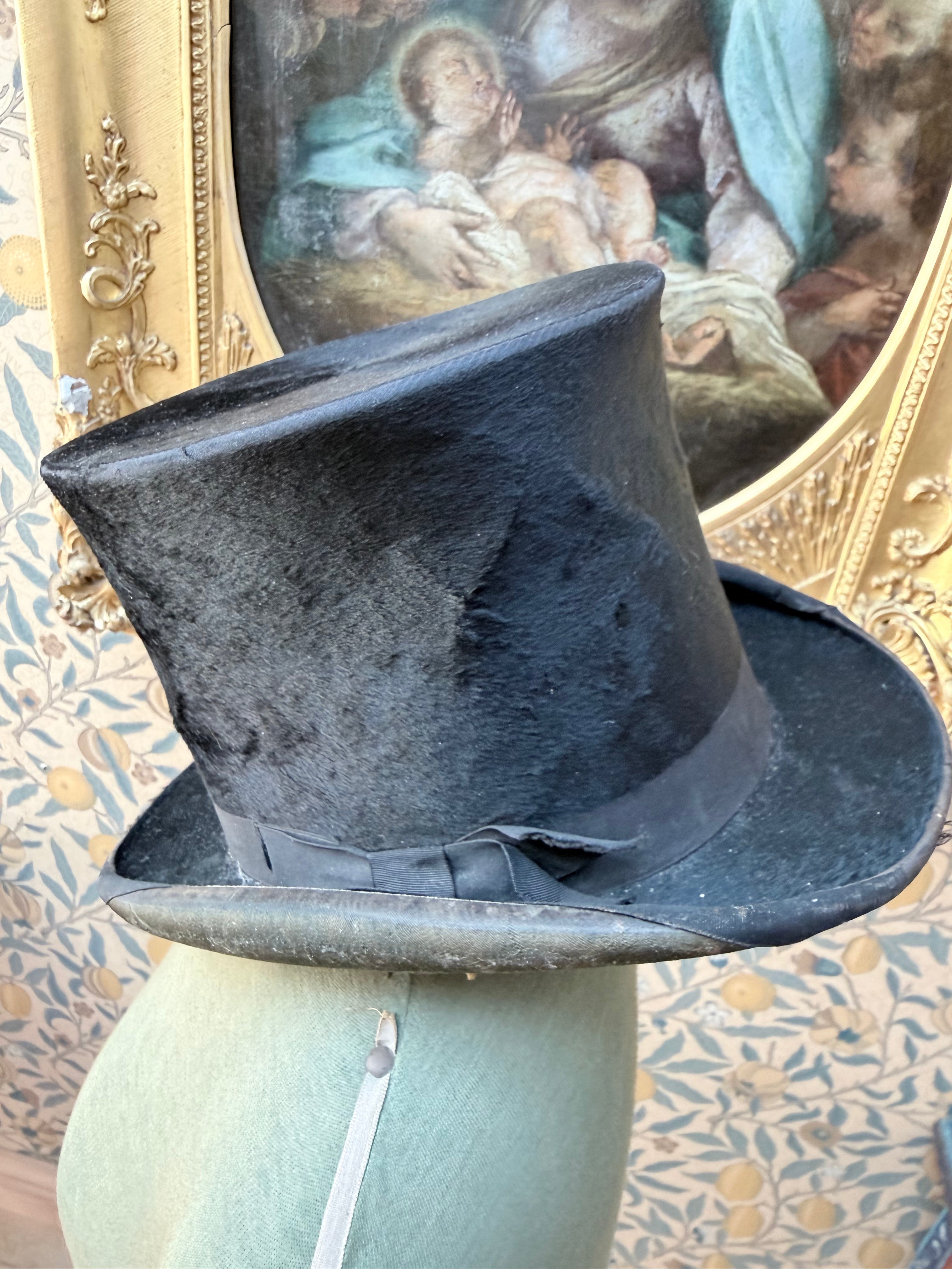 Antique 19th Century Witchy Black Top Hat | Gothic Victorian Collector’s Piece
