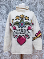 The Isabella: Vintage Amano 1990s Cream Wool Peace Jumper