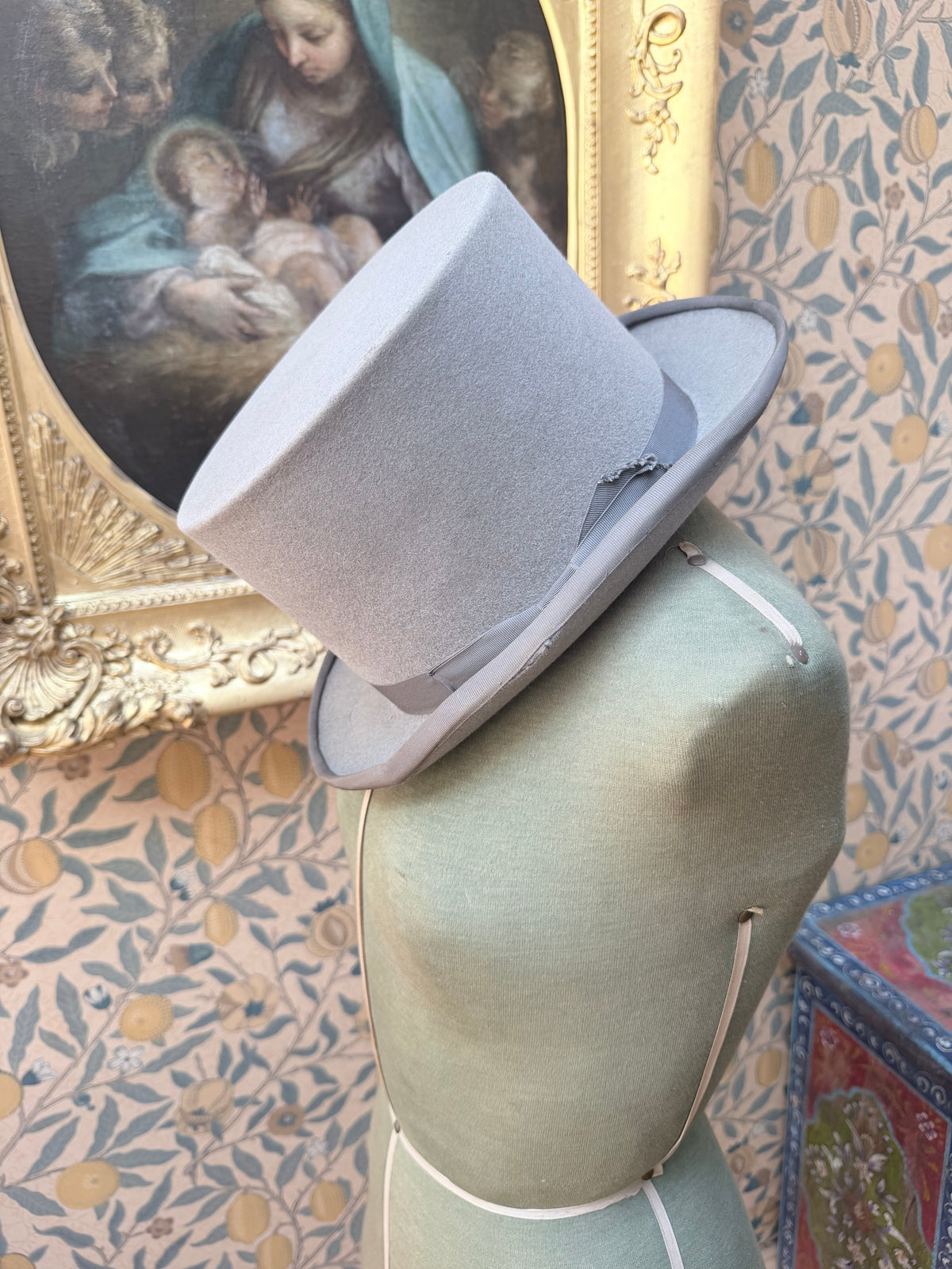 Vintage 1950s - 1970s Witchy Grey Felt Top Hat | A. Kritz Ltd London