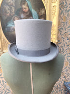 Vintage 1950s - 1970s Witchy Grey Felt Top Hat | A. Kritz Ltd London