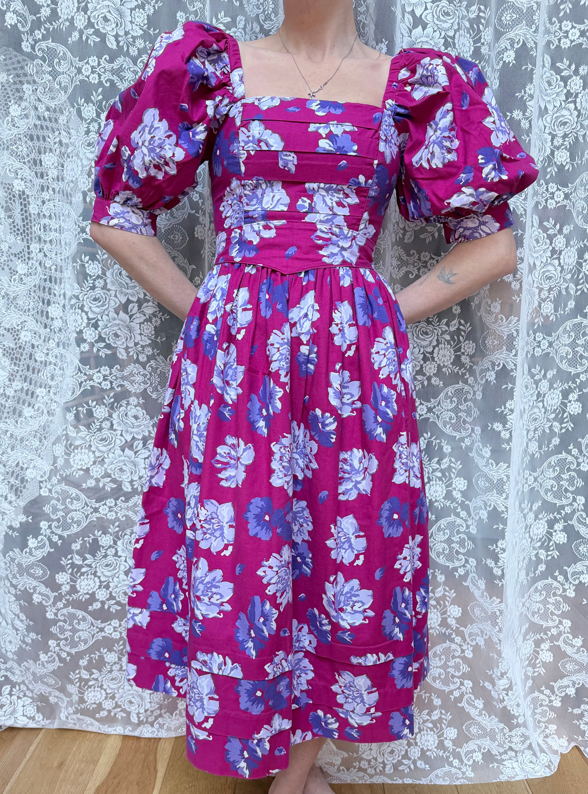 Vintage 1980s Laura Ashley Mutton Sleeve Dress