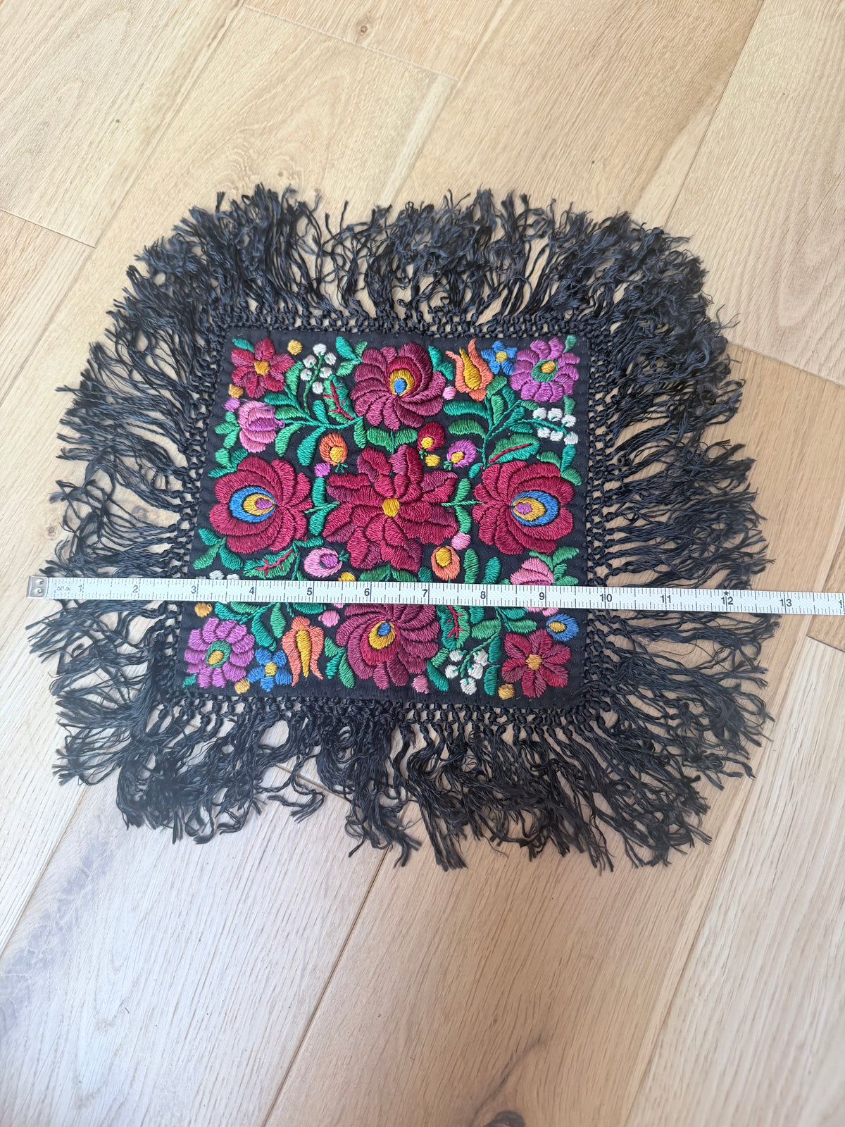Antique Hungarian Matyó Hand Embroidered Floral Doily | c. 1890–1920