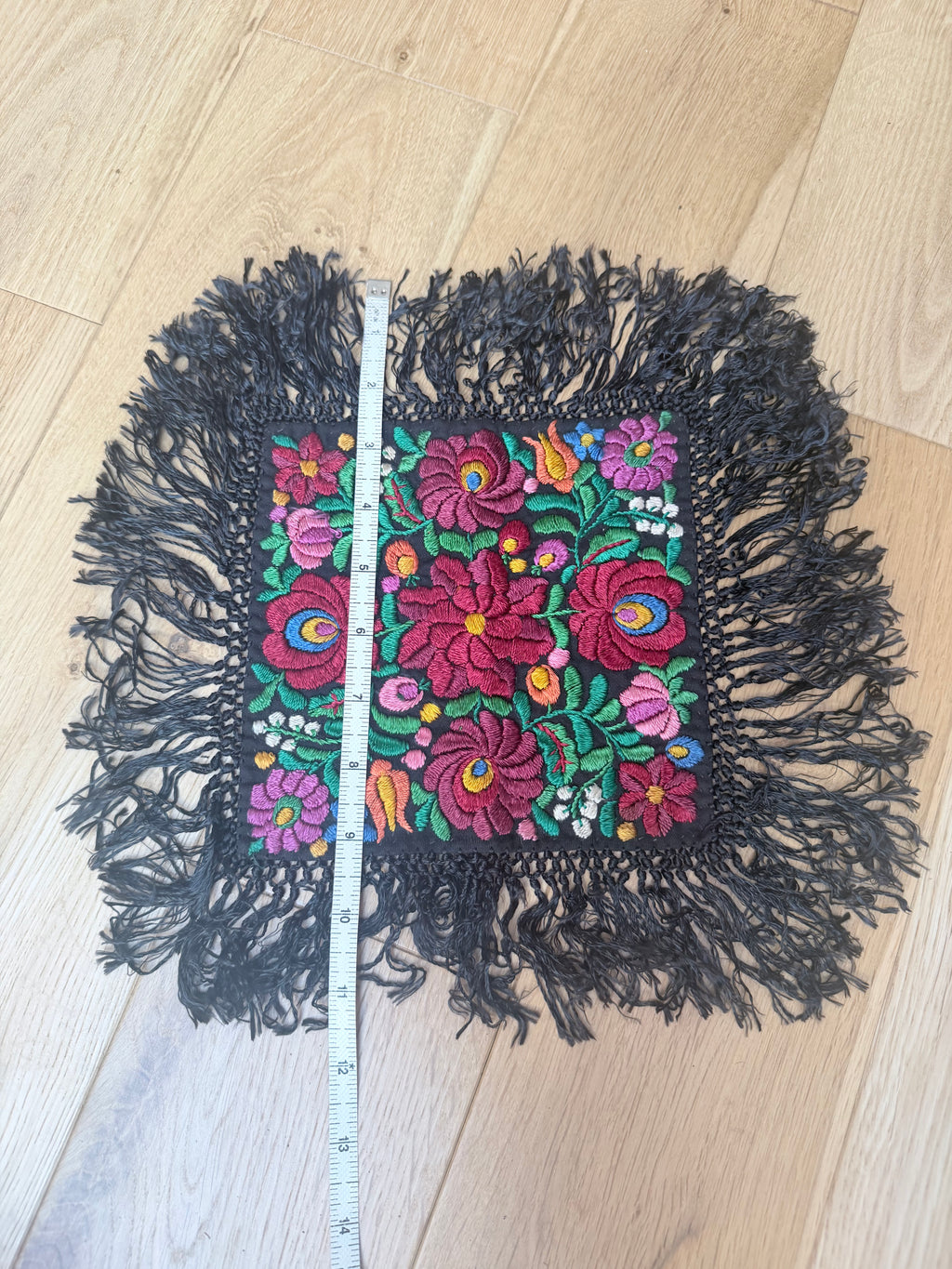 Antique Hungarian Matyó Hand Embroidered Floral Doily | c. 1890–1920