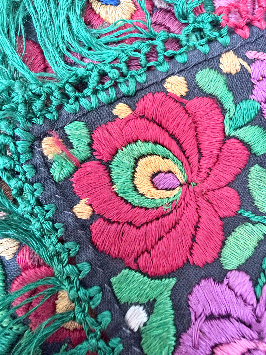 Antique Hungarian Matyó Hand Embroidered Floral Table Runner | c. 1890–1920