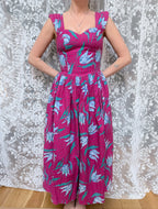 Vintage 1980s Laura Ashley Pink Floral Sun Dress