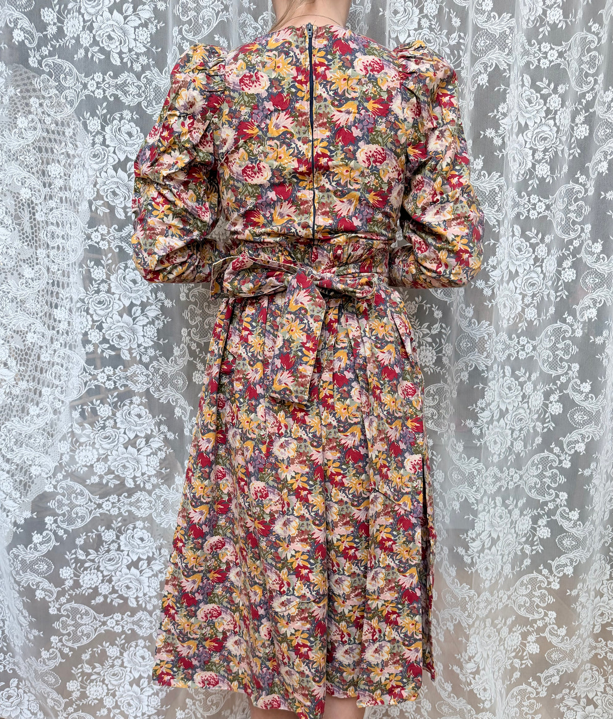 Vintage 1980s Laura Ashley Floral Midi Dress