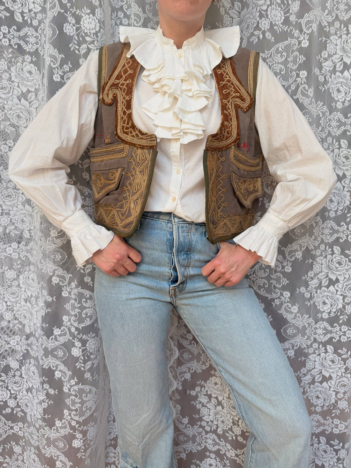 Antique Ottoman Embroidered Waistcoat | Jimi Hendrix Bohemian Vest