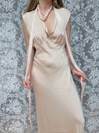 Rare Antique 1920s/1930s Silk Gown with Hand-Scalloped Details