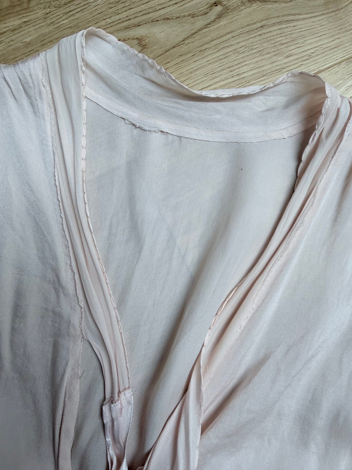Rare Antique 1920s/1930s Silk Gown with Hand-Scalloped Details