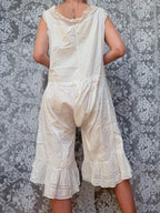 Antique 1890-1910 Victorian Cotton Lace Jumpsuit Bloomers