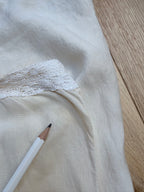 Antique 1920s Cream Cotton Slip Midi Dress with Lace Trim