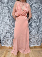 Antique Vintage 1930s Pink Silk Two-Piece Gown & Jacket Set